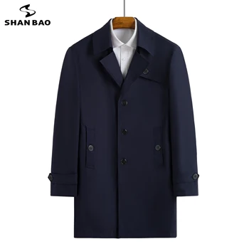 - SHAN-BAO 2022 jar a na jeseň značky voľné strednej dĺžky zákopy srsti Klasické obchodné bežné mužov plus veľkosť bunda 7XL 8XL 9XL