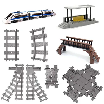 Mestskej železničnej Trate Stavebné Bloky Flexibilné Železničný Vlak Motorových Kolies Príslušenstvo semafor Vzdelávacie Hračky Pre Deti Darček