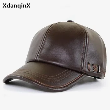 XdanqinX jeseň zima PU kožené klobúk nové velvet teplé baseball čiapky pre mužov jednoduché športové spp nastaviteľná veľkosť pánske zimné čiapky