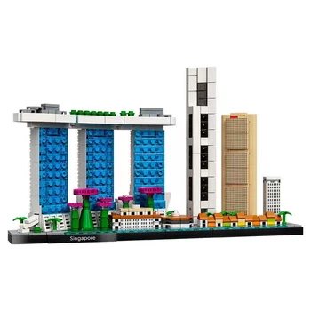 Architektúra 21057 Singapur, Dubaj, Londýn, Shanghai Stavebné Bloky Auta Tehly Klasické Mesto, Model Kid Hračky Pre Deti Darček