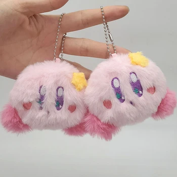 Ružová Kirby Anime Plyšové Školské tašky Malé Prívesok Keychain Plnené Cartoon Bábika Narodeninovú Tortu, Dekoratívne Doplnky o 9 cm