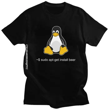 Vtipné Linux Sudo Prines Mi Pivo Tshirts Muži Ženy Muži Penguin Programátor Počítač Developer Geek, Blbecek Tričko Bavlna Tee Topy