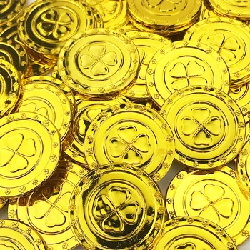 100ks St. Patrick ' s Day Šťastie, Ďatelina Mince Plastové Zlaté Mince Zelená Mince Dekorácie