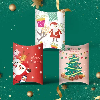 10pcs Vianočné samoopaľovacie malé darčeky box dovolenku strany candy cookie snack darček módne jednoduché balenie vankúš tvar obal