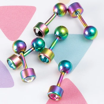 1pair Crystal Stud Náušnice Ušné Štuple z Nehrdzavejúcej Ocele Rainbow Tragus Chrupavky Helix Piercing pre Ženy, ktoré Telo Šperky Earings 18 G