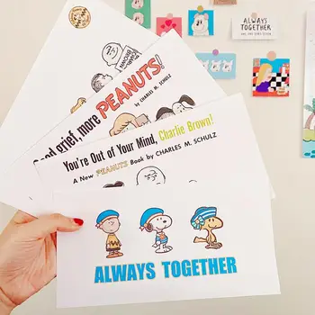 5 ks Biele Snoopy Cartoon Jednoduché Obálky Pohľadnicu, Blahoželanie Skladovanie Papiera Taška Kawaii Anime Hračka pre Deti Narodeninám