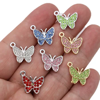 5 ks Strieborné Pozlátené Crystal Motýľ Charms Prívesky pre Šperky, Takže Náramok, Náhrdelník DIY Náušnice Príslušenstvo