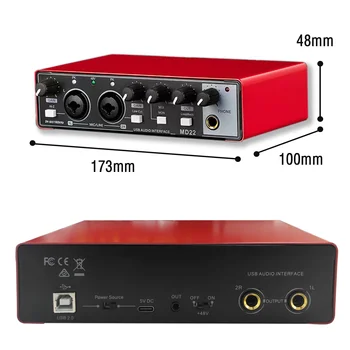 Zvuková Karta Štúdio, Nahrávať Profesionálne USB Audio Rozhranie Zvukovej aparatúry S Loopback Monitorovanie 48V Phantom pre Nahrávanie Nové