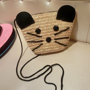 Mini Myš slamy taška deti Messenger taška pre tlačidiel telefónu tkané plážová taška deti 05008885