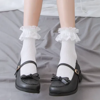 1 Pár Lolita Štýl Japonských Maiden Krásne Ženy, anime Čipky Krátke Ponožky Sladké Prehrabať Bavlna Princezná Ponožky Kvalitné Kostýmy