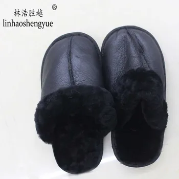 linhaoshenyue 2020 hot reálne ovčej kožušiny Papuče pre ženy domov obuv Vhodná na zimu a jeseň