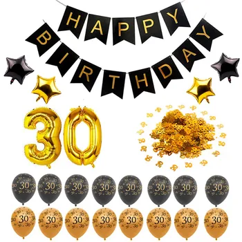 Gold Black Latex Počet Balónov Garland 30 40 50 60 70 Happy Birthday DIY Dekorácie Dospelých Narodeninovej Party Dodávky Prospech