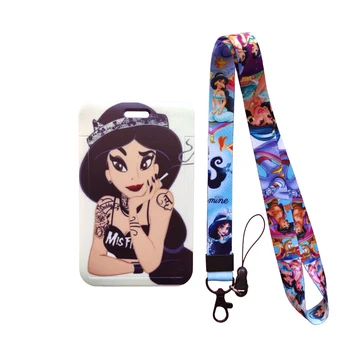 Disney Aladdin Dievčatá Karty Prípade ozdobná šnúrka na uniforme ID Odznak Držiteľ Bus Pass puzdro Slip Banky, Kreditné Karty, Držiak Popruhu Karty