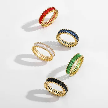 Nové Trendy CZ Zirkón Zlatá Farba Kovové Krúžky pre Ženy, Luxusné Multicolor Kameň Zásnubné Prstene, Snubné prstene, Šperky Milenca Dary