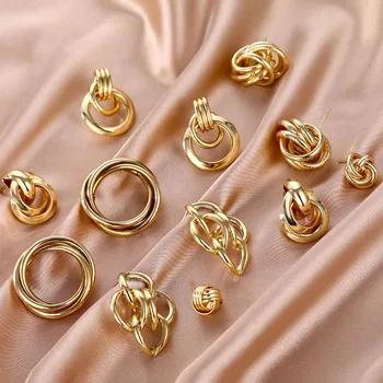 IPARAM Zlatá Farba Zliatiny Drop Náušnice Pre Ženy Preháňania Náušnice Svadobné Jednoduché Módne Šperky Trend Príslušenstvo