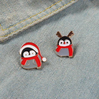 XEDZ Roztomilý Antler Vlasy Smalt Pin Módne Cartoon Penguin Kravatu Odznak Kreatívny Zábava Vianoce a Šťastný Nový Rok Šperky Darček