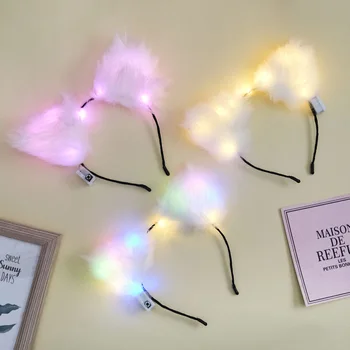 Roztomilý LED Svietiace Japonský Štýl Svetelný Fox Uši hlavový most Zvierat Hairband Kostým súťaž: Cosplay Party Halloween Rekvizity Príslušenstvo