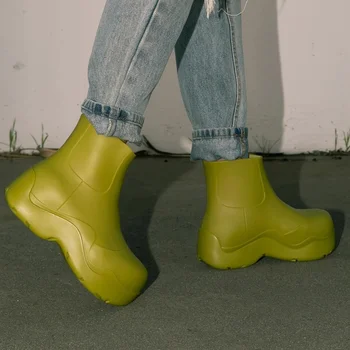 Ženy Moderný Módny Dizajn Topánky Pevné Nepremokavé EVA Daždivé Boot Platformu Ploché Non Robustný Päty Jediným Sexy Dámy Topánky Whosale