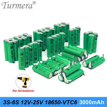 Turmera 3S 12,6 V 4S 16.8 V 5S 21V 6S 25V VTC6 Batériu TUR18650VTC6 3000mAh Batérie 30A pre Skrutkovač 18V Batérie Prispôsobiť