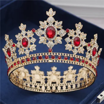 Royal Queen Nádherný Kryštál Kolo Diadem Svadobné Koruny Tiaras Hlavu Ozdoby, Svadobné Vlasy, Šperky Sprievod Headdress