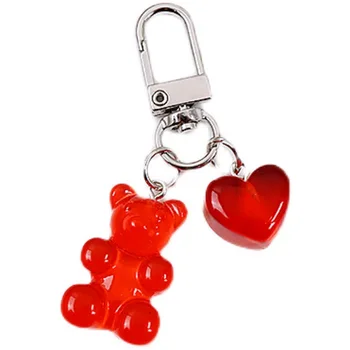 Živica Gummy Bear Keychain candy srdce keychain Pre Ženy Candy Farby Zvierat Medveď prívesok na Slúchadlá Kryt Šperky, Party, Priatelia