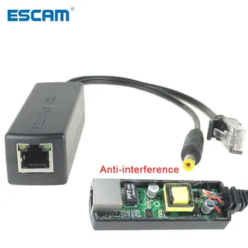 ESCAM 48V na 12V PoE Splitter Anti-interferencie 15W POE Adaptér, kábel Napájací modul DC5.5*2.1 mm Konektor pre IP Kamery