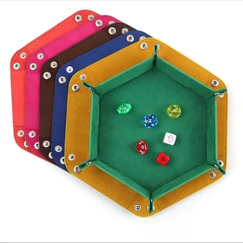 Hexagon/Štvoruholníka PU Kožené Kocky Zásobník Kocky Skladovanie Key Box Skladací Zásobník Kocky Stolové Hry Doskové Hry