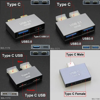10gbps Dual Typc C USB 3.1 Splitter Typ C Mužov Dual Typ C Ženy /USB 3.0 Nabíjací Adaptér hub Converter Dvojité Mužského Typu c
