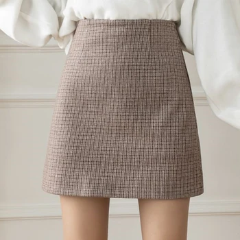 Flectit Ženy Koberčeky Vlna Sukne Textúrou Vysoký Pás A-line Mini Sukne Office Dámy Ženy Pracovné oblečenie