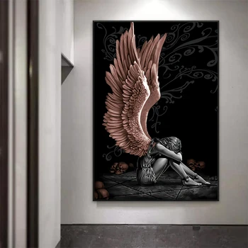 Uväznený Angel Girl Plátno na Maľovanie Gotické Umenie Plagáty a Vytlačí Stratený Anjel na Stenu Obrázky a Obývacej Miestnosti Dekorácie