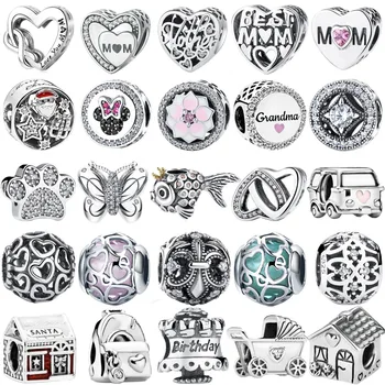 Skutočné 925 Sterling Silver Korálky Prepletené Srdcia Mama Srdce Fit Pôvodné Pandora Prívesky Mybeboa Náramok Ženy DIY Šperky