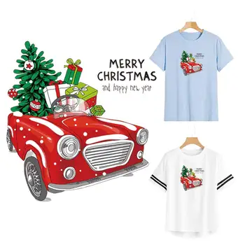 Staré Školské Vianočné Auto Tepelnej Nálepky Patch Prenos Tepla Umývateľný New Fashion, Diy T-Shirt, Jeans Dekorácie Železa-Na Prevody