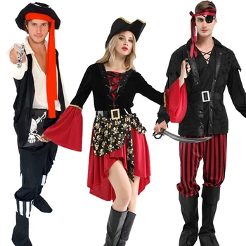 Halloween Kostýmy Pirát s Klobúk pre Ženy Muži Dospelý Samec Kapitán Jack Sparrow Piráti z Karibiku Č Zbraň