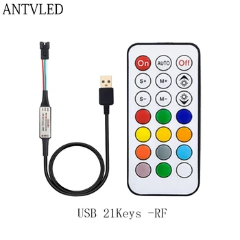 21Keys USB RF Pixelov Remote Led Regulátor S 366Modes Zmeniť Na WS2812B WS2811 SK6812 Pásy Svetla Modul DC5-24V