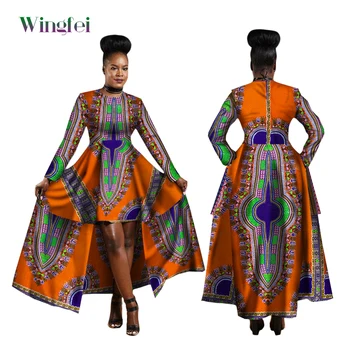 Africké Šaty pre Ženy Dashiki Kente Štýl Tlače Šaty Bavlna Vosk Tlač Sexy Maxi Dlhé Šaty pre Dámy Afrike Oblečenie WY1268