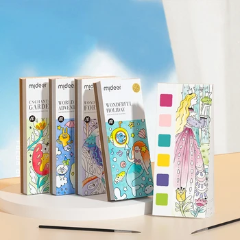 Prenosné Pevné Akvarelových farieb Sada Akvarelových Line Kreslenie, Maľovanky Knihy, detské Umelecké potreby 6 Farieb 20 Listov
