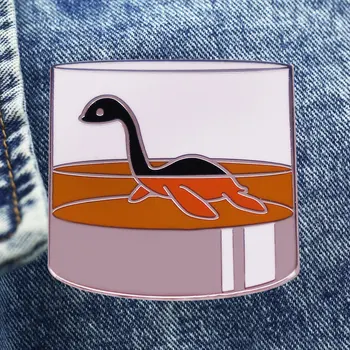 Plávanie Dinosaura Plesiosaur Brošňa Roztomilý Kreslený Loch Ness Monster Inspiration Odznak Zbierať Deti Módne Šperky Dary