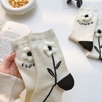 SP&MESTO kórejskej Jedinečný Dizajn Bavlna dámske Ponožky Harajuku Kvet Uprostred Trubice Priedušné Ponožky, Športové Street Art Ponožky Lumbálna