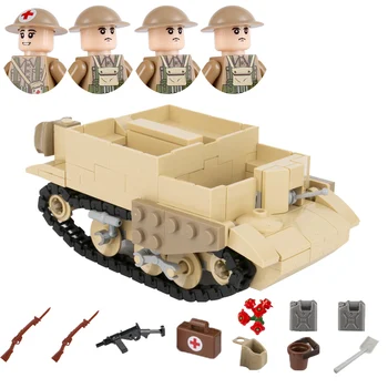 WW2 Vojenské Britský Bren Obrnené Vozidlo, Tank Armády Vojaci Stavebné Bloky Zbrane Príslušenstvo Malé pásové Vozidlo Údaje Hračky