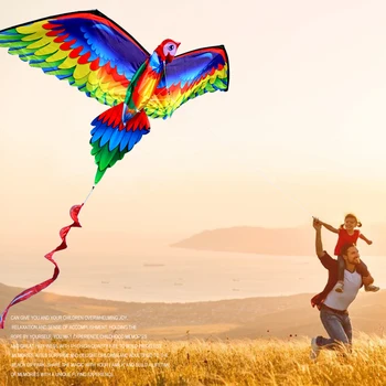 3D Rainbow Papagáj Tvar papierového Draka s Jednej Línie Realistické Lietajúci Vták s Chvost Rukoväť Windsock Kite Deti Hračky pre Deti Hra