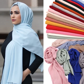 2022 Módne Ženy Pevné Šifón Šatku Pripravené Na Nosenie Okamžité Hidžáb Šatku Moslimská Šatka Islamskej Hijabs Arabských Zábal Hlavy Šatky