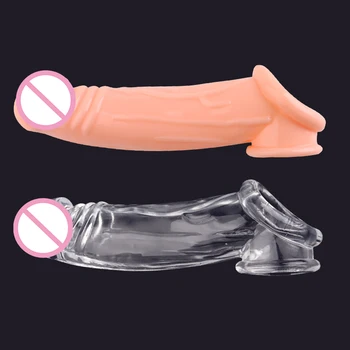 Dospelý Sexuálne Hračky Rozšírenie Opakované Použitie Kondómu Penis Rukáv Mužský Penis Rozšírenie Časové Oneskorenie Dildo Klitoris Masér Kryt Kohút Kondómy