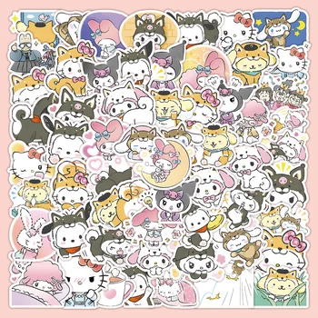 60pcs Hello Kitty Kuromi Moje Melódie Nálepky Sanrio Nálepky Roztomilý Nálepky Zmes Anime Nálepky Kawaii Nálepky Notebook Skin Pack