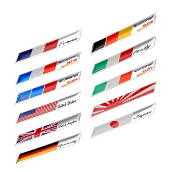 2 KS 3D Kovov Americký Taliansko, Rusko, Francúzsko, Nemecko, Anglicko, UK, USA Vlajka Strane polepy Áut Blatník Odznak Znak Odtlačkový Auto Styling