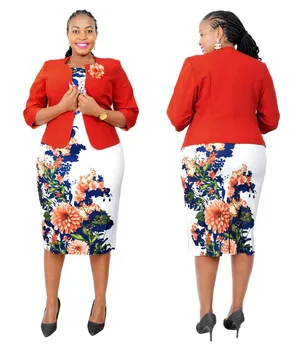 2021 Nové Jarné Africkej Ženy O-krku Plus Veľkosť Dva Kusy Sady Kabát a Šaty Afriky Šaty pre Ženy 2XL-6XL