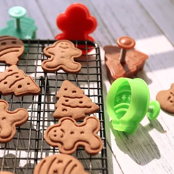 4 Ks/Set DIY Cartoon Biscuit Plesne Cookie Cutter 3D Vianočné Sušienky Formy ABS Plast Pečenie Plesne Cookie Zdobenie Nástroje