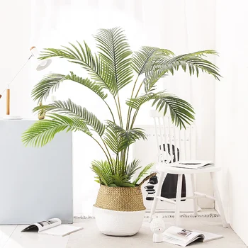 90 cm Veľké Arificial Palma Tropické Vysoké Rastliny Pobočky Falošné Palm Leafs Plastové Zelené Listy Na Domáce Záhradné Obchod Dekorácie