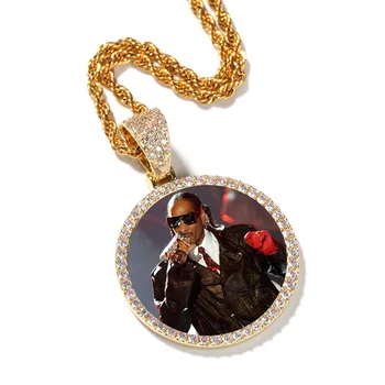 Vlastné Fotografie na Pamäťovej Medailón Prívesok Náhrdelník s Nehrdzavejúcej Ocele Lano, Reťaz Hip Hop Šperky Osobné CZ Reťazca Pevné Späť