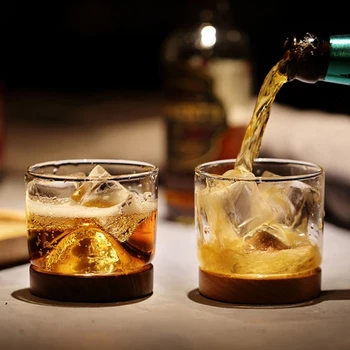 Kreatívne Ľadovca Dizajn Whisky Skleneným Dnom Zdvihol Ľadovej Hory Rock Base Whisky Poháre Darček Shot Okuliare Víno Pohár Hrnček