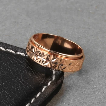 6 mm 585 Rose Gold Color Spinner Prstene Pre Ženy, Dievčatá Otočná Vyrezávané Krúžok Muži Ženy Šperky Strany Dary NÁM Veľkosť 6-11LGR76